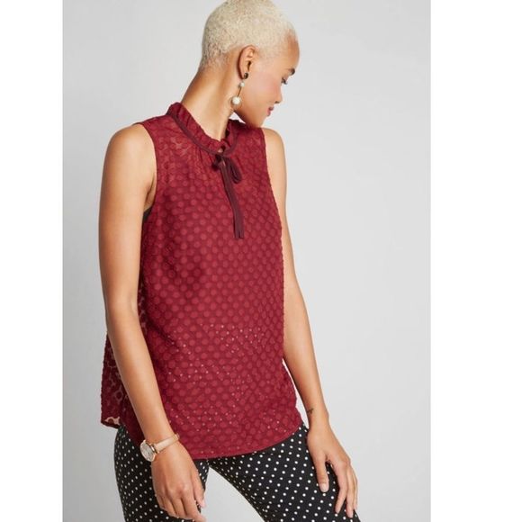 ModCloth Stylish Vision Polka Dot Top - Picture 1 of 3